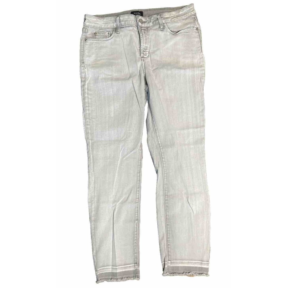 NYDJ Jeans Womens 12 Alina Legging Gray 30x26 Lift Tuck USA Made Raw Hem